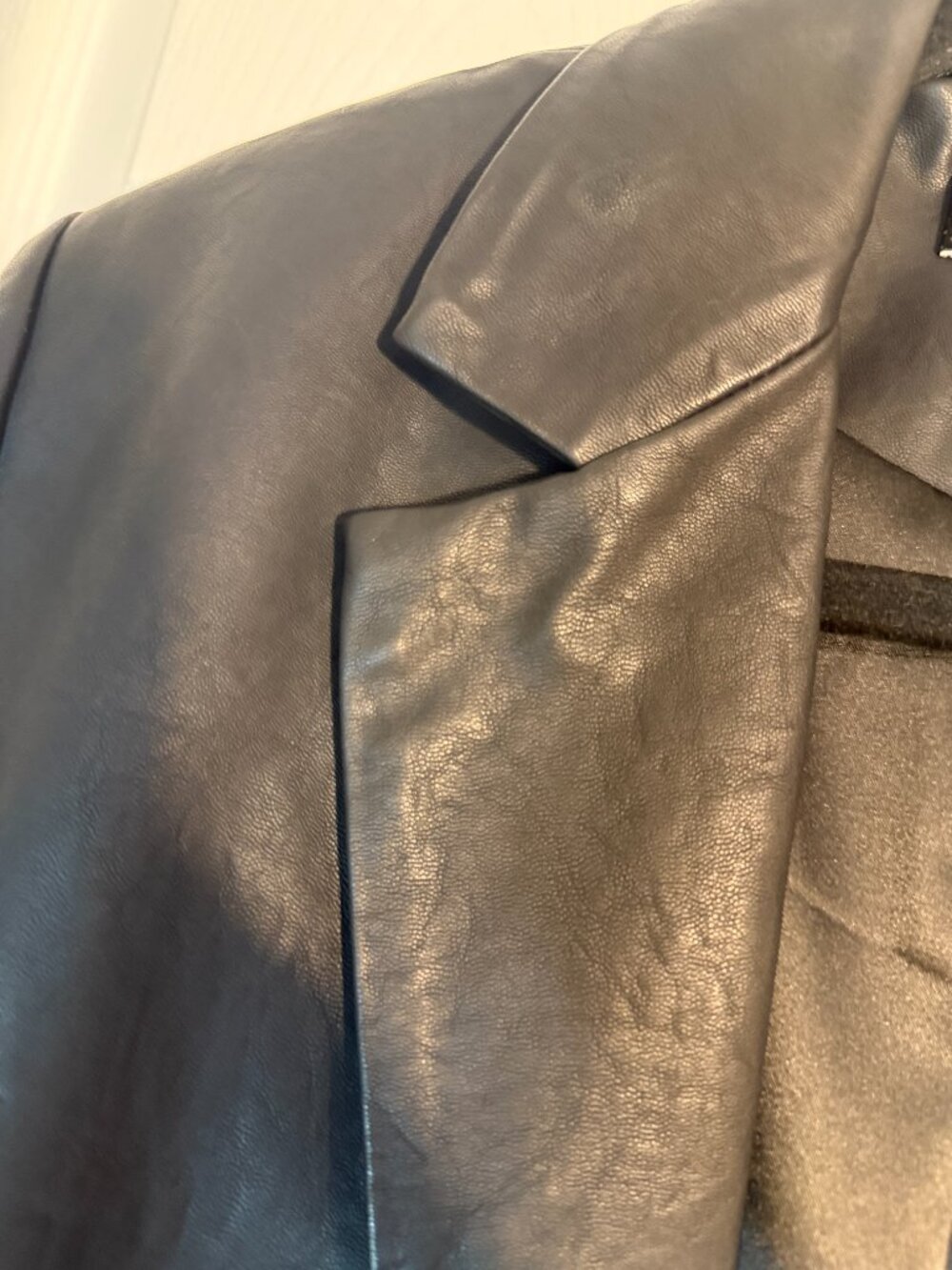 Blank NYC Black Faux Leather Blazer | Single Button | Vegan Leather | Size Small - Picture 6 of 11